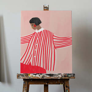 Sac en toile pour femme avec rayures rouges - Product Image 1