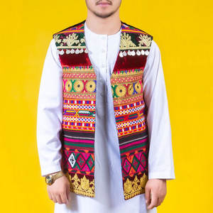 เสื้อกั๊กปักลายแบบครึ่งเอวสำหรับผู้ชาย,เสื้อโค้ทแฮนด์เมดแบบดั้งเดิมทำมือจากอัฟกานิสถาน - Product Image 2