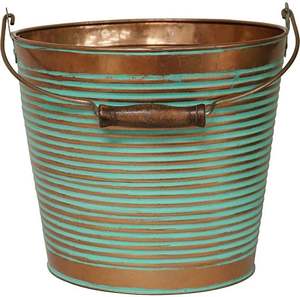 Grey Harvest Traditional Texture Galvanized <b>Basket</b> For Home <b>Garden</b> Decorative Use Floor Planter In Galvanized Metal - Product Image 2
