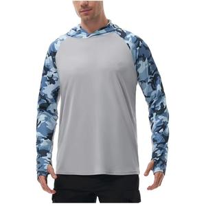 Camisas de pesca con capucha de manga larga de poliéster personalizadas, ropa de protección solar transpirable, protección UV, conjuntos de características de secado rápido - Product Image 4