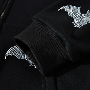 Best Material Made Men's Winter Casual Rhinestone <b>Hoodies</b> <b>Plain</b> Dyed Solid Color Lightweight Polyester/Cotton Eco-Friendly - Product Image 5