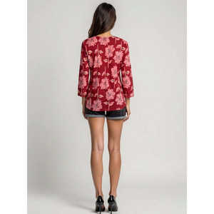 Blusa Floral para Mujer, Holgada, con Botones al Frente, Manga Tres Cuartos, Bordada, Vintage, de Chifón y Popelina, Larga, Casual, para Oficina, Primavera - Product Image 4