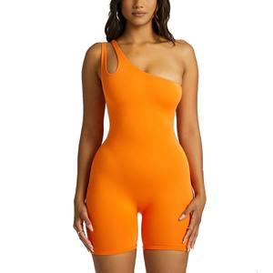Bodysuits de Yoga de Una Pieza para Mujer, Moda al por Mayor, Moldeadores, Ajustados, de Un Hombro, Sexys, Transpirables, Sin Costuras, de Spandex/Nailon - Product Image 1