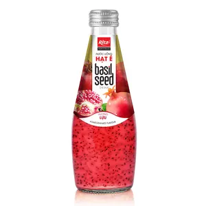 Vietnam Factory Best Flavor Jus Cool Basil Seed Drink 290 ml Glass Bottle Basil Seed Juice With Pomegranate Juice