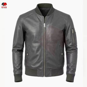 เสื้อแจ็คเก็ตหนังผู้ชาย สีพื้น หนังแท้ ดีไซน์โดดเด่น ไซส์ใหญ่ ผู้ผลิต OEM ODM - Product Image 2