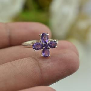 925 argent Sterling Boho Style lunette réglage à la main bague tendance améthyste pierres précieuses bijoux pour femmes cadeau de mariage parfait pour - Product Image 5