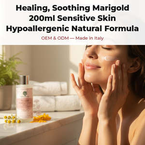 Lotion corporelle apaisante et réparatrice 200ml à la marguerite pour peaux sensibles, formule naturelle hypoallergénique, marque privée OEM, Italie RedMoringa - Product Image 2