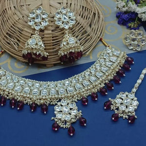Indian Traditional Kundan Silver Plated Jewellery Set and Copper Necklace Set for Women & <b>Girl</b> Indian <b>Accessories</b> Jewlery Women - Product Image 1