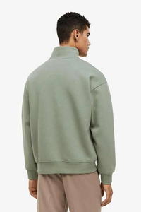 เสื้อสเวตเชิ้ตผู้ชายแบบซิป ¼ คอปกตั้ง สีพื้น ทรงปกติ ผ้าถักลำลอง ใส่สบาย ผลิตจากผ้าฝ้าย เหมาะสำหรับใส่ในฤดูใบไม้ร่วง - Product Image 4