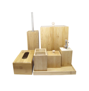 Ensemble d'accessoires de salle de bain en bois fait à la main décor naturel organisateur de vanité ensembles de salle de bain de style à la maison écologique - Product Image 1