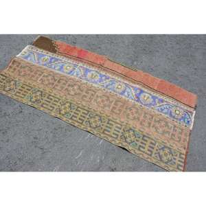 Clásico Beige tradicional 2,7X5,8 pies Vintage alfombra turca lana viscosa látex respaldo rectángulo Patchwork patrón 10mm espesor - Product Image 2