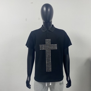 <span class=keywords><strong>Polo</strong></span> Oversize Personalizzata con Colletto Spesso e Spalle Scese, Stampa a Caldo, Grafica con Strass, in Cotone per Uomo - Product Image 2