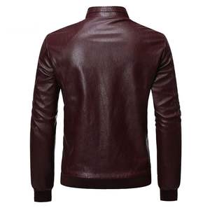 Vestes en cuir PU de haute qualité pour hommes printemps, automne, col montant solide personnalisé bonne qualité veste pour hommes à la mode Oem - Product Image 2