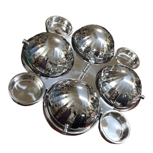 Thiết Kế Mới Nhà Hàng Phục Vụ Sang Trọng Vòng SS Thông Minh Xoay chafing Món Ăn 8 Trong 1 Với Nước Sốt Chậu Xoay Tự Chọn Ấm Hơn - Product Image 3