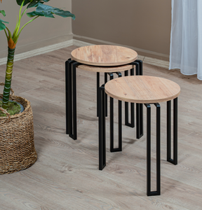<b>Nesting</b> Coffee <b>Table</b> Round Coffee <b>Table</b> Coffee <b>Table</b> Set 2 Piece Coffee <b>Table</b> Modern Coffee <b>Table</b> Metal Coffee <b>Table</b> Wooden Coff - Product Image 3