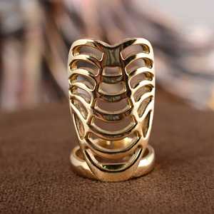 Exclusive <b>Gothic</b> Skeleton Ring Punk Brass Knuckle Women 18k Gold Plated Hollow Armor Geometric Full Finger for Wholesale OEM ODM - Product Image 3