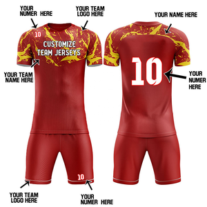 Camiseta de fútbol personalizada 100% poliéster uniforme de fútbol negro y rojo kits de equipo conjuntos de fútbol con múltiples diseños - Product Image 4