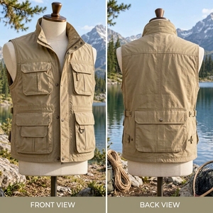 Hiking <b>Vest</b> Made With Durable Polyester Fabric Lightweight Construction Breathable Design Multiple Utility Pockets Secure Zipper - Product Image 6