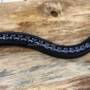 Diadema de Cuero Genuino Hecha a Mano con Cristales Morados Degradados de 8mm, Talla Full Cob - Product Image 4