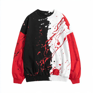 เสื้อสเวตเตอร์โอเวอร์ไซส์ลายขวางของผู้ชายเสื้อสเวตเชิ้ตคอกลมพิมพ์ลาย - Product Image 5