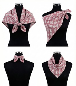 Bandana en coton 100% personnalisable, impression florale en bloc, 21x21 pouces, impression à la main, durable, séchage rapide, respirant - Product Image 3