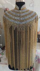 Poncho elegante hecho a mano con cuentas para ropa de fiesta, trajes de noche, Vestimenta de Festival y elegante accesorio de capas a la venta - Product Image 5