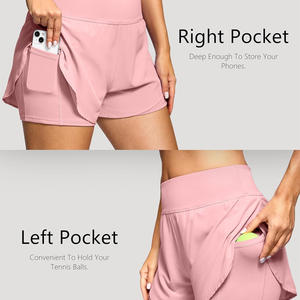 Breathable summer 2 in 1 <b>shorts</b> <b>for</b> <b>women</b> customizable fitness activewear quick dry with inner layer OEM ODM production - Product Image 4