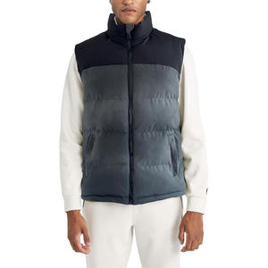 Gilet d'hiver unisexe épais et uni avec fermeture éclair, logo personnalisé, doublure en lin réversible, sans manches, long, avec capuche - Product Image 2
