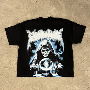 100% coton, T-shirt pour hommes, coupe ample, imprimé OEM personnalisé poids lourd graphique sérigraphie t-shirt hommes t-shirts 100% coton - Product Image 3