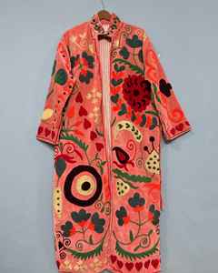 Uzbek เสื้อแจ็กเก็ตผ้ากำมะหยี่ปักลายดอกไม้, เสื้อคลุมกันหนาวตัวยาวใส่ได้ทั้งชายและหญิงชุดใส่ในงานปาร์ตี้ฤดูร้อน - Product Image 3