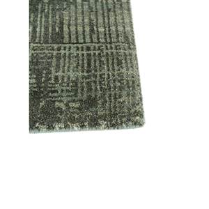 Alfombra Kavi Verde de Lana y Seda de Bambú Anudada a Mano con Patrón Abstracto para el Hogar, Pasillo, Rectangular, 9x12 Pulgadas, Modelo Esk-472, 10 mm de Grosor - Product Image 4