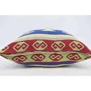 Multicolor 28x28 pulgadas Bohemian Kilim almohada lujo Vintage estampado lana cojín decorativo para suelo uso navideño - Product Image 5