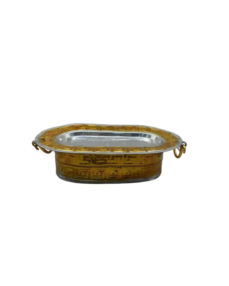 Arabic Rectangular Shaped Tray Antique Bronze Finished With Handle Decorative Serving And Gifting Tray Home Hotel Restaurant