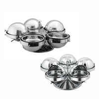 Hotel Restaurant Catering Luxe Ronde RVS Draaibare Chafing Dish 5-in-1 Rotatie Chafing Dish Buffetset Warmer