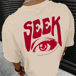 เสื้อยืดพิมพ์ลาย Seek Anticipated Gaze สำหรับผู้ชาย เนื้อผ้านุ่ม ใส่สบาย ระบายอากาศดี เหมาะสำหรับฤดูร้อน สไตล์สตรีท ฮิปฮอป ผ้าฝ้าย เสื้อยืดทรงหลวม - Product Image 1