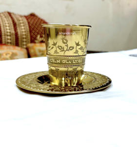 New Arrival Classic Copper Jewish Kiddush Cup Plate Pomegranate Plant Design Factory Direct Shabbat Table Wine <b>Goblet</b> Hot Metal - Product Image 5