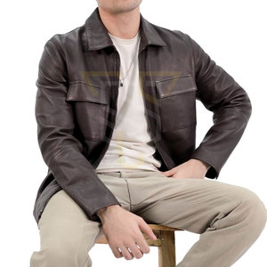 Veste d'hiver en cuir pour homme, couleur unie, fabrication en usine, personnalisez votre propre produit, veste en cuir pour homme en vente - Product Image 4