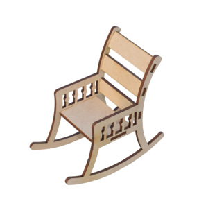 Ensemble de meubles en bois découpé au laser 3D pour maison de poupées Mini chaises à bascule Accessoires pour jouet miniature pour enfants en bois - Product Image 1