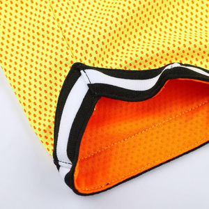 Haute qualité hommes été basket-ball Shorts ensemble jaune maille décontracté impression Double fermeture éclair respirant 2 pièces grande taille en gros - Product Image 4