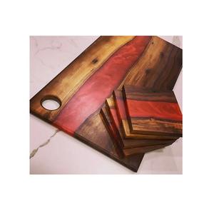 Tabla de picar de madera y resina roja con Mango, Juego de 4 posavasos para cocina y mesa, juegos de bloques de picar de la mejor calidad al mejor precio - Product Image 1