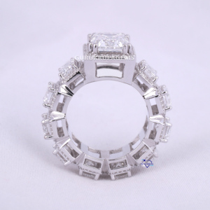 Minimalista de lujo Venta caliente Esmeralda Halo Corte redondo DEF Claridad Moissanite Hip Hop Anillo de diamantes en anillo de plata esterlina 925 - Product Image 4