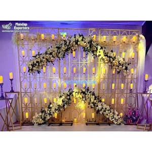Prettiest Metal Candle Wall for Wedding Stage Designer Wedding Stage <b>Back</b> Candle Walls Christian Wedding Reception Decor Canada - Product Image 1