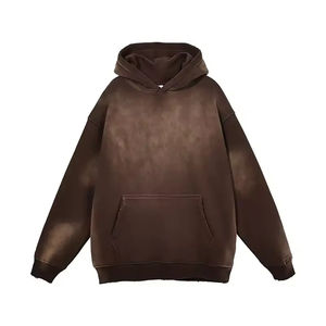 Sudadera con Capucha para Hombre, Estilo Lavado Ácido, Gruesa, con Logotipo Bordado Personalizado, Diseño Desgastado por el Sol, Talla Grande, Venta al Por Mayor de Fábrica 2025 - Product Image 1