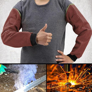 Mangas de soldadura de cuero para protección de brazos Deber resistente al calor y al fuego para soldadores Manga de jardinería Marrón - Product Image 3