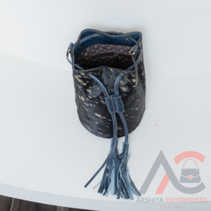 Handcrafted Hair on Metallic Genuine <b>Leather</b> Bucket Bag for Women's Western Custom Cowhide Boho Bag Western Drawstring <b>Purses</b> - Product Image 6