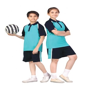 Ensemble d'uniformes de sport scolaire en mélange de polyester/coton pour enfants Polos unisexes Pantalons et shorts de survêtement avec tissu intelligent - Product Image 4