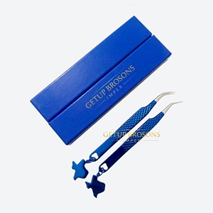 GETUP BROSONS IMPEX Pince à épiler en acier inoxydable de haute qualité 10 mm à pointe lisse, antistatique, antimagnétique, revêtement en poudre - Product Image 1