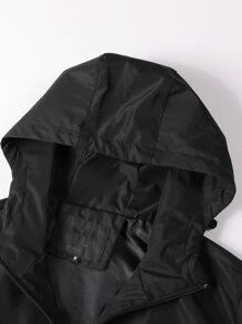 Chaqueta Cortavientos con Capucha Negra para Correr al Aire Libre, Impermeable y Resistente al Viento, con Cierre de Cremallera y Cuello Alto para Hombre, Diseño Personalizado OEM - Product Image 2