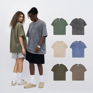 Personnalisé DTG Imprimer 280 Gsm Unisexe 100% Coton Tie Dye Streetwear Style Lavage À L'acide Hommes Blanc Solide T-shirt pour hommes DDP Expédition - Product Image 1