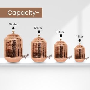 Hot Selling Customized Logo Pure Copper 8 Litre Matka <b>Water</b> Dispenser <b>Container</b> Pot Jug <b>with</b> Brass Nob Nickle Plated <b>Tap</b> - Product Image 3